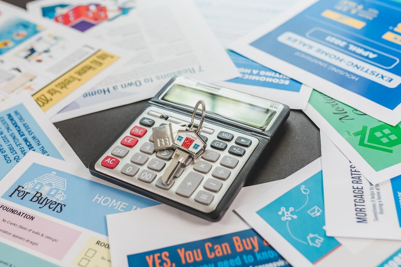 calculator on real estate flyers